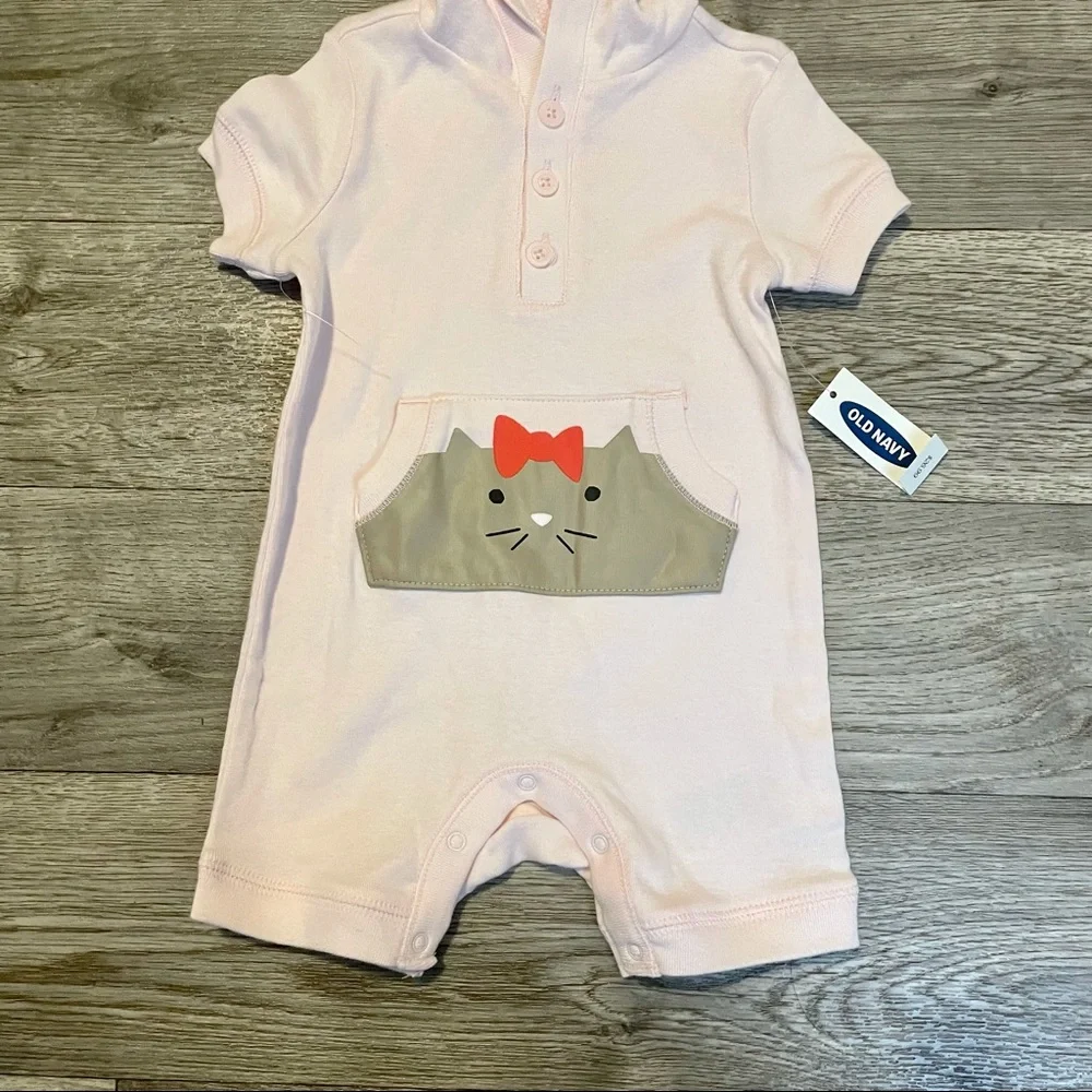 Old Navy Kitten Hooded Onesie Baby 3-6 Month NEW